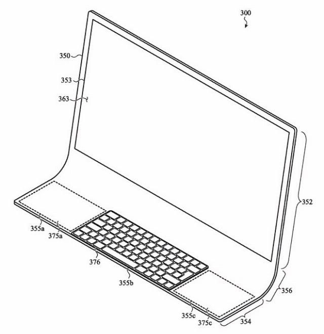 苹果iMac新设计专利：一整块“J”形曲面玻璃
